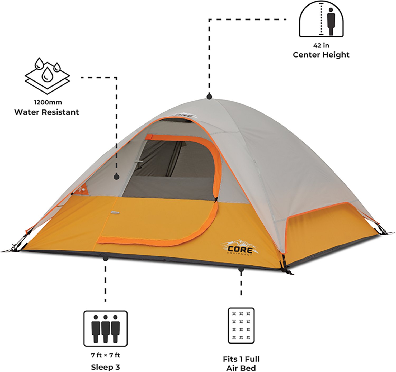 CORE Equipment 3 Person Dome Tent                                                                                                - view number 2