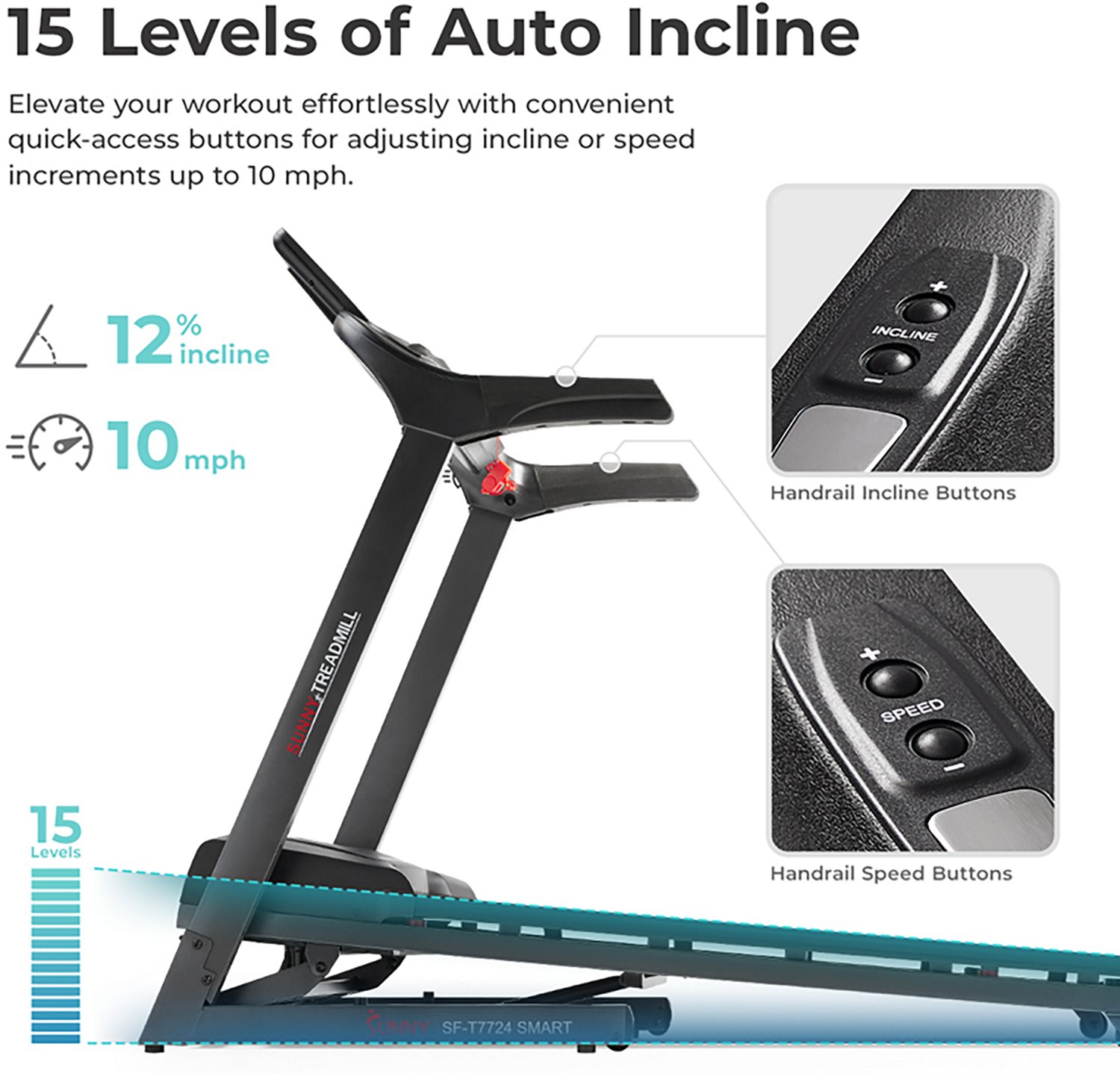 Sunny Health & Fitness Energy Flex Motorized Treadmill - view number 4