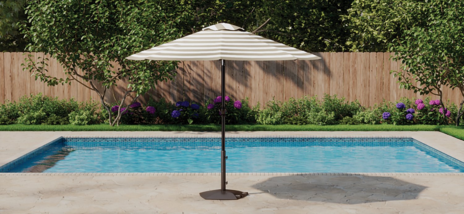 9 ft patio umbrella academy Mosaic Round 9 ft Patio Market Striped Umbrella Light Beige 02