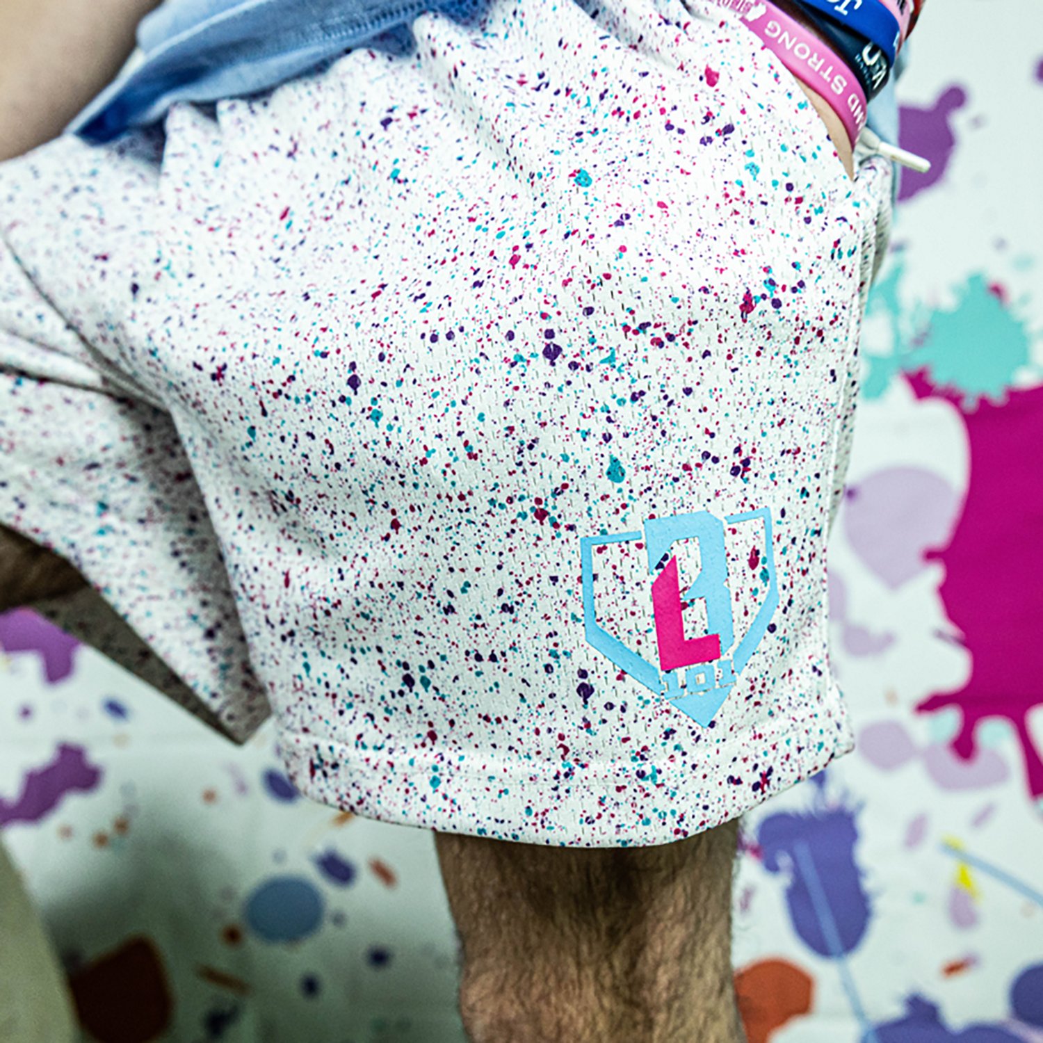 Baseball Lifestyle 101 Adult Splatter Shorts 5 in                                                                                - view number 4