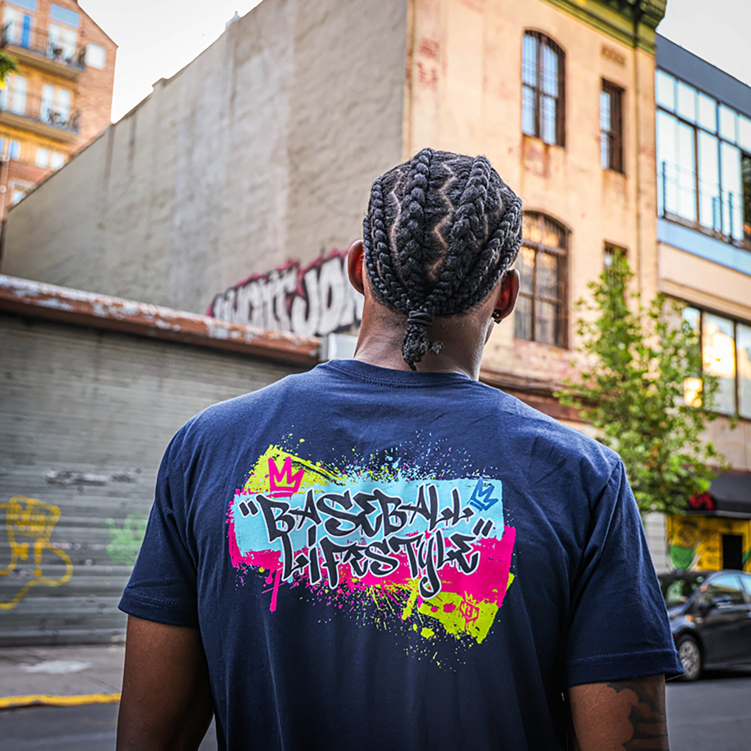 Baseball Lifestyle 101 Men's Graffiti Crown Graphic T-shirt                                                                      - view number 4