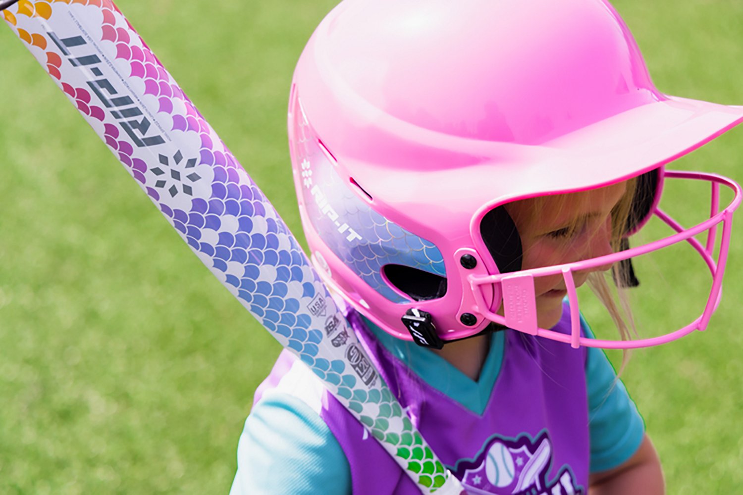 RIP-IT Girls' Play Ball Ombre Mermaid Softball Batting Helmet - view number 2