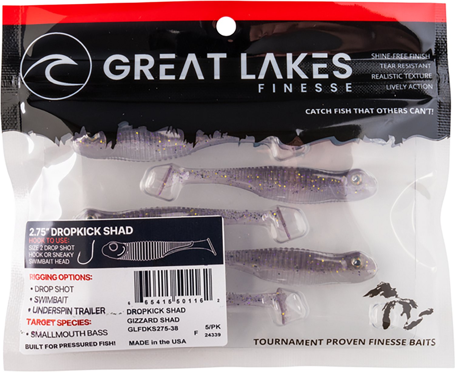 Great Lakes Finesse Drop Kick Shad Plastic Swim Bait - view number 3