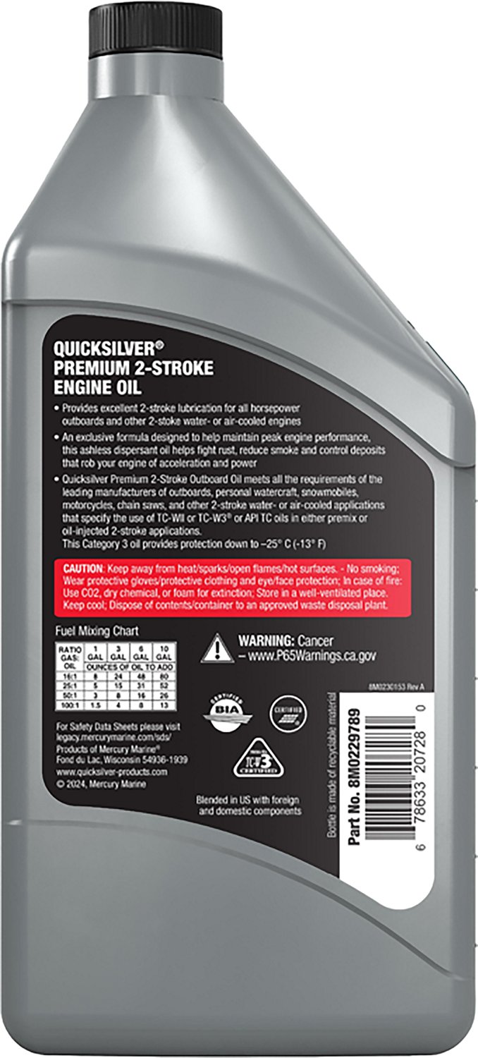 Quicksilver Premium 2-Cycle TC-W3 Oil 1 qt                                                                                       - view number 2