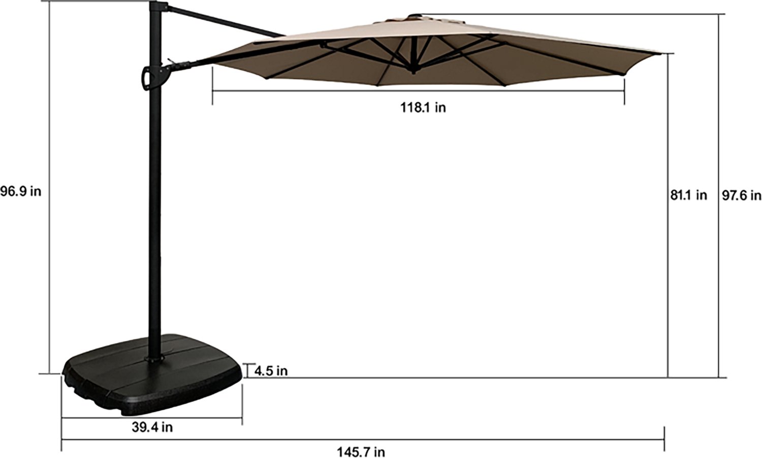 Mosaic Round Patio 10 ft Cantilever Umbrella with EZ Lever                                                                       - view number 2