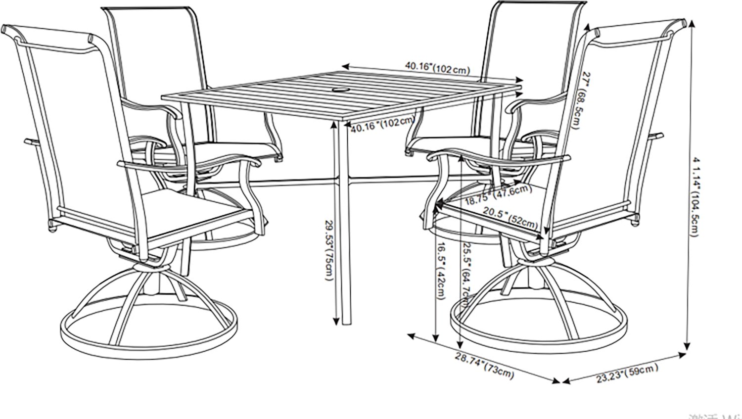 Mosaic Livingston 5-Piece Sling Swivel Dining Set                                                                                - view number 5