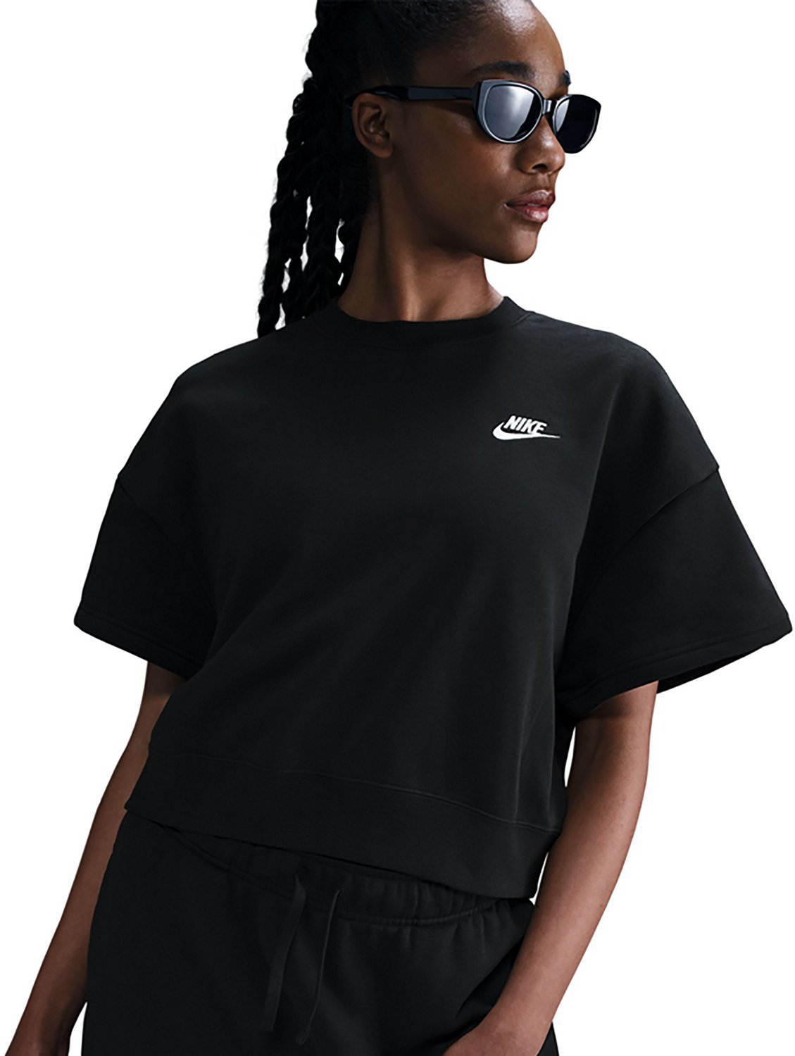 (取寄) ナイキ レディース スポーツウェア クラブ フリース シーズナル ルーズ トップ Nike women Sportswear Club Fleece Seasonal Loose Top Black/White Nike Sportswear Club Fleece Women's Loose Crew-Neck