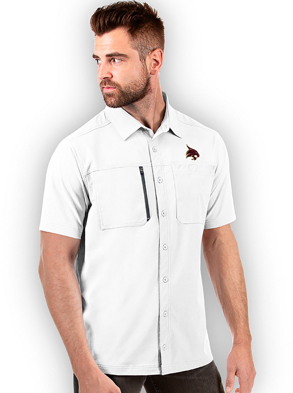 Antigua Men's Texas State University Kickoff Woven Fishing Shirt