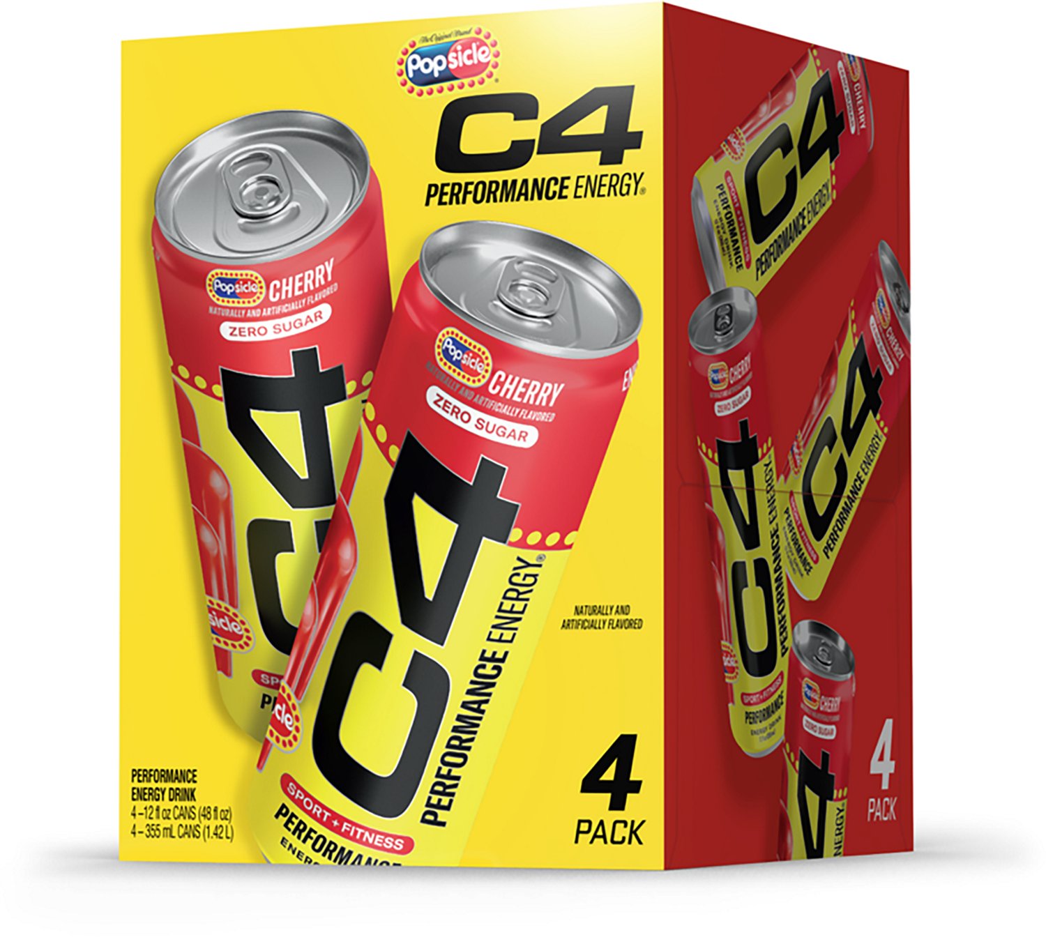 C4 Performance Energy Carbonated 12 oz Cherry Popsicle Energy Drinks 4-Pack                                                      - view number 2