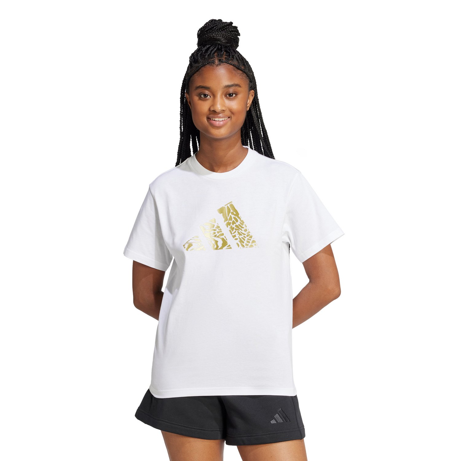 adidas Women's Tech Metallic Graphic Loose Fit Crop T-shirt - view number 2