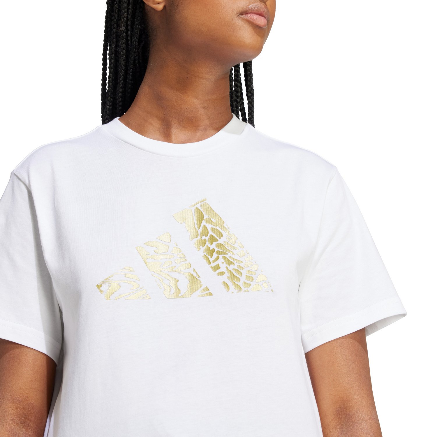 adidas Women's Tech Metallic Graphic Loose Fit Crop T-shirt - view number 5