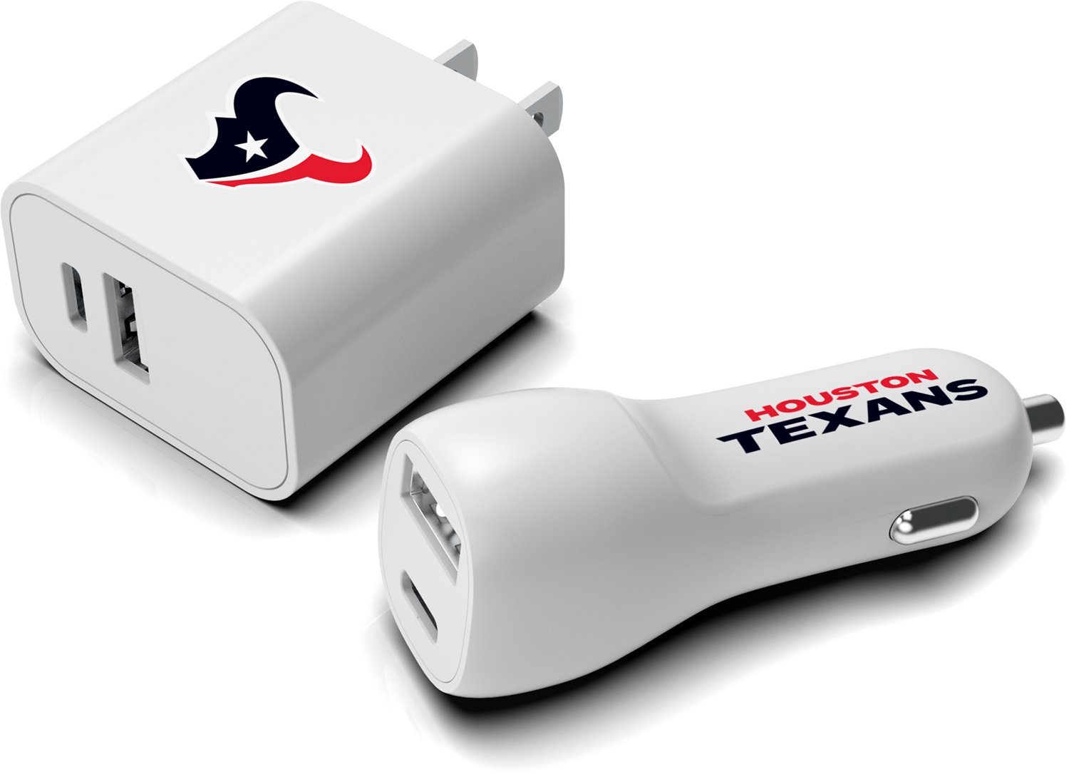 Prime Brands Group Houston Texans Dual USB Wall and Car Charger