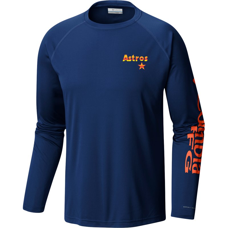 Columbia Sportswear Men's Houston Astros Sunrise PFG Terminal Tackle Long Sleeve T-shirt
