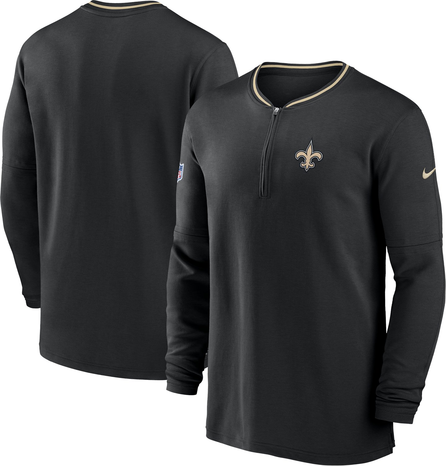 Nike Men's New Orleans Saints Sideline Coach 1/4-Zip Long Sleeve Pullover                                                        - view number 6