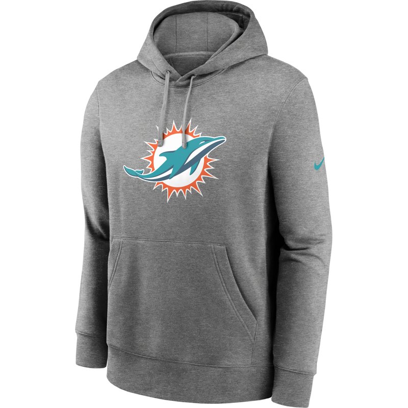 Men's Nike Heather Gray Miami Dolphins Primetime Club Logo Hoodie