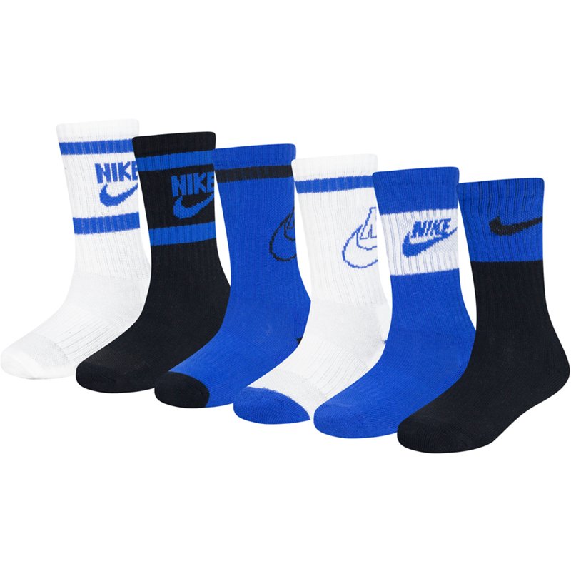 Nike Youth Retro Crew 6 Pack Socks Blue, X-Small - Athletic Socks at Academy Sports