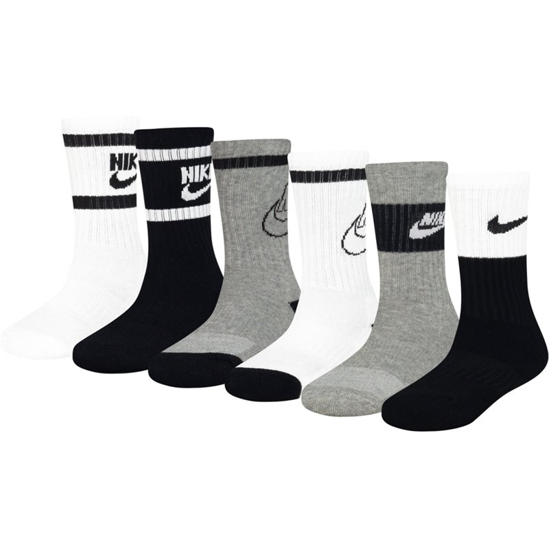 Nike Youth Retro Crew 6 Pack Socks White/Black, X-Small - Athletic Socks at Academy Sports