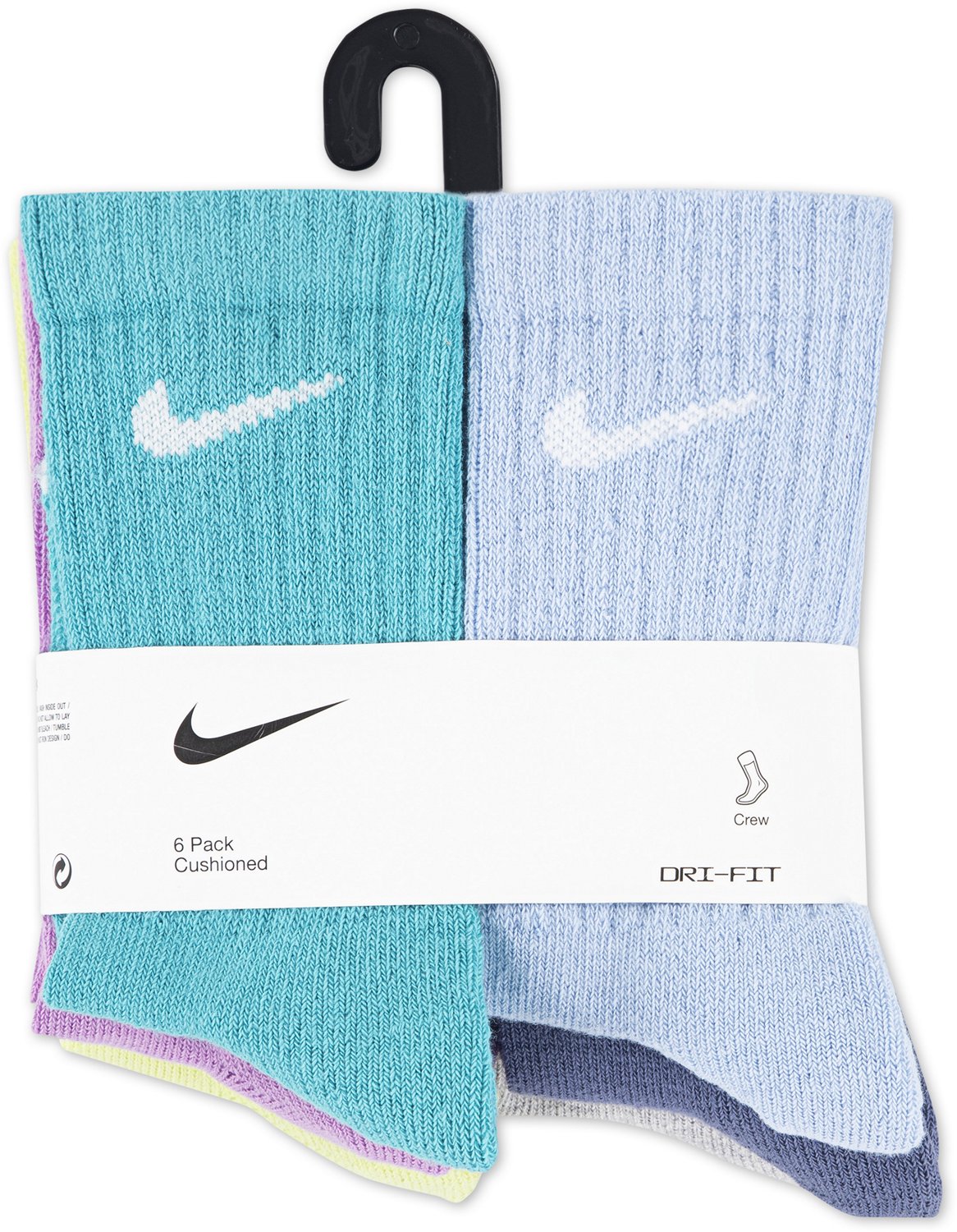 Nike Kids' Dri-FIT Performance Basics Crew Socks 6 Pack