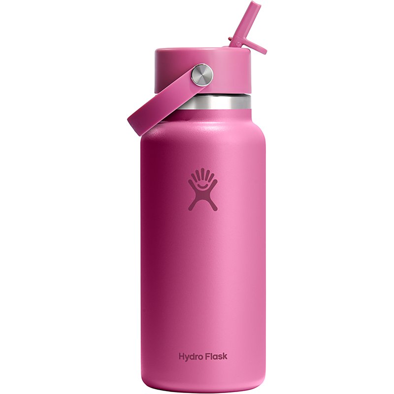 Hydro Flask 32 oz Wide Mouth Water Bottle with Flex Straw Cap Dark Pink - Thermos/Cups &koozies at Academy Sports