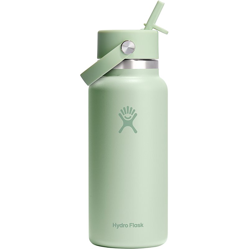 Hydro Flask 32 oz Wide Mouth Water Bottle with Flex Straw Cap Light Green - Thermos/Cups &koozies at Academy Sports