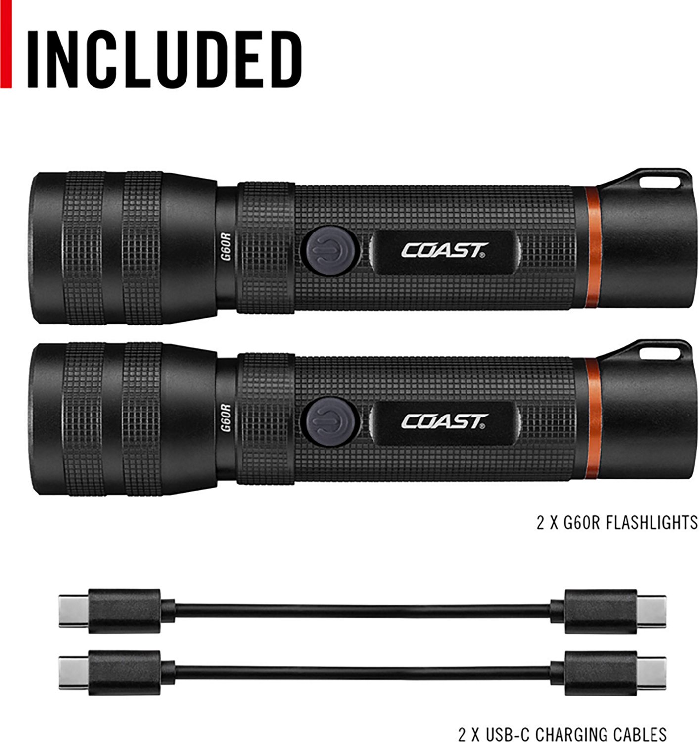 Coast G60R 1000 Lumen USB-C Rechargeable LED Flashlight, 2-Pack                                                                  - view number 8