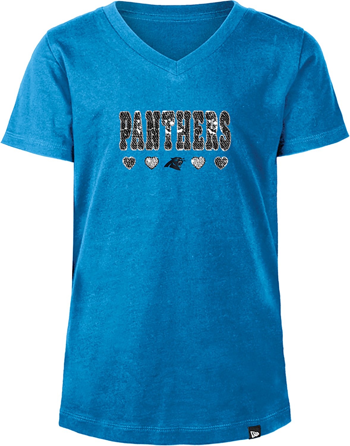 New Era Girls' Panthers Flip Sequins V-Neck T-shirt