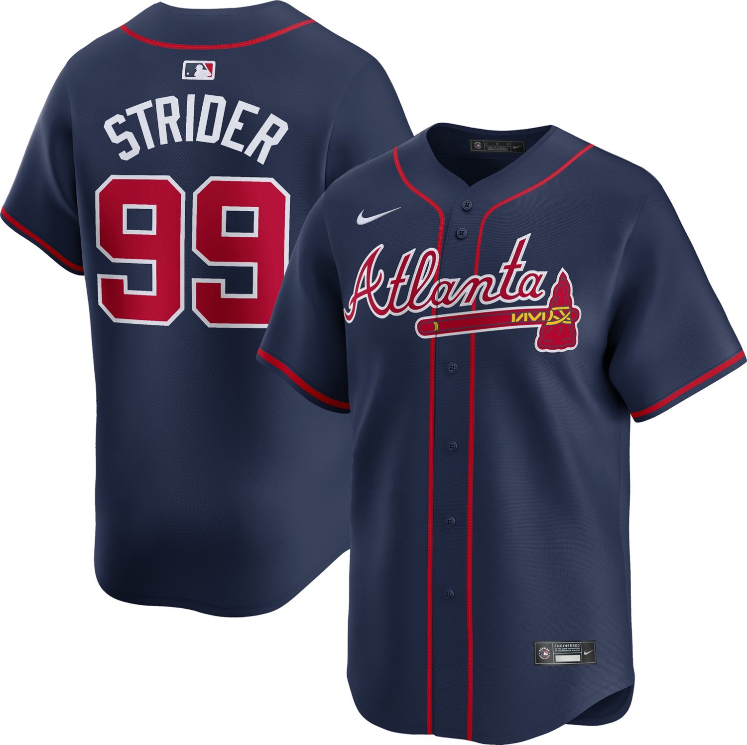 Nike Men's Atlanta Braves Spencer Strider Limited Name and Number Alternate Jersey - view number 3
