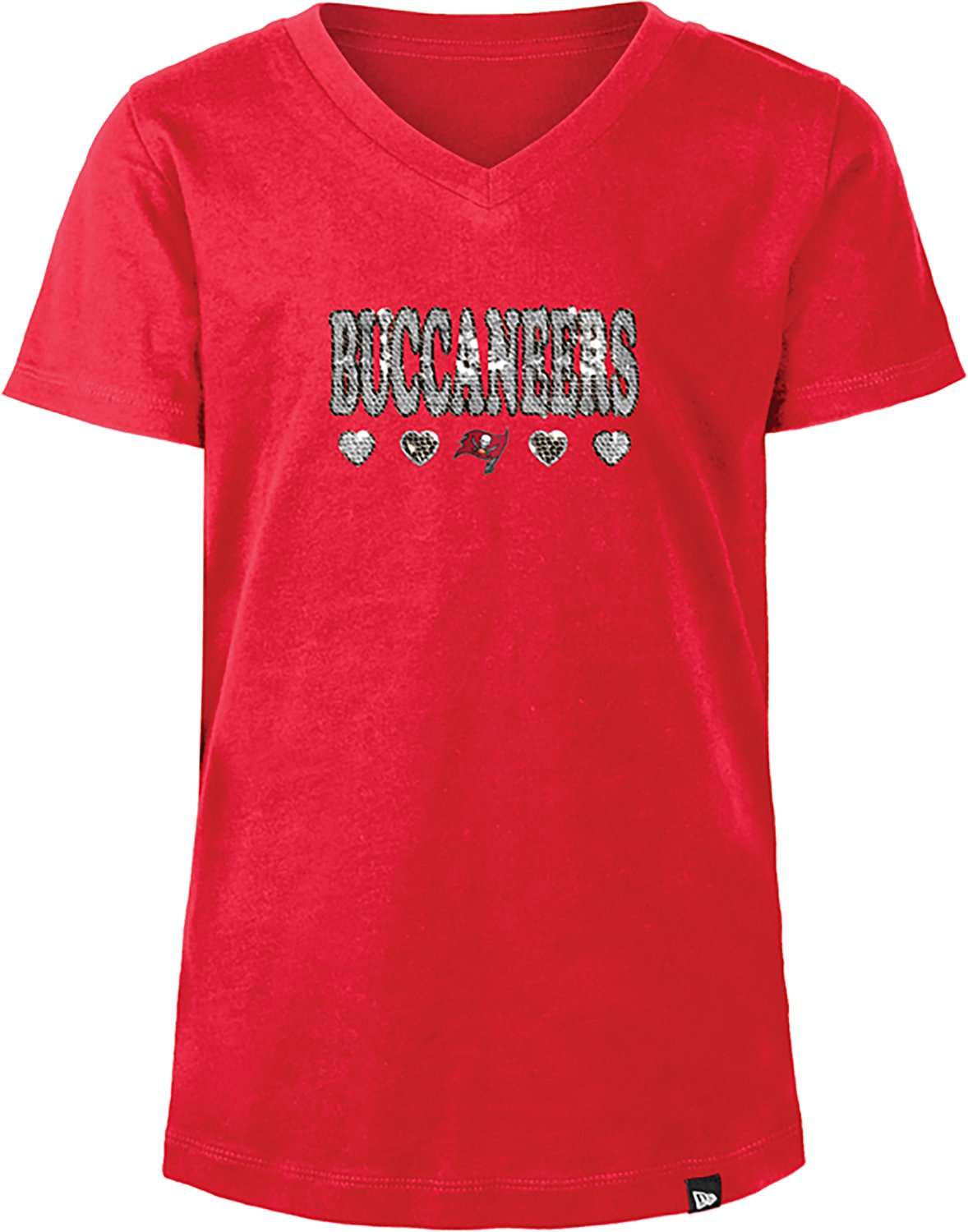 New Era Girls' Buccaneers Flip Sequins V-Neck T-shirt - view number 2