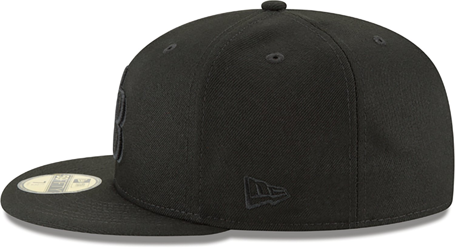 New Era Men's Tampa Bay Rays Black on Black Fitted 59FIFTY Cap                                                                   - view number 5