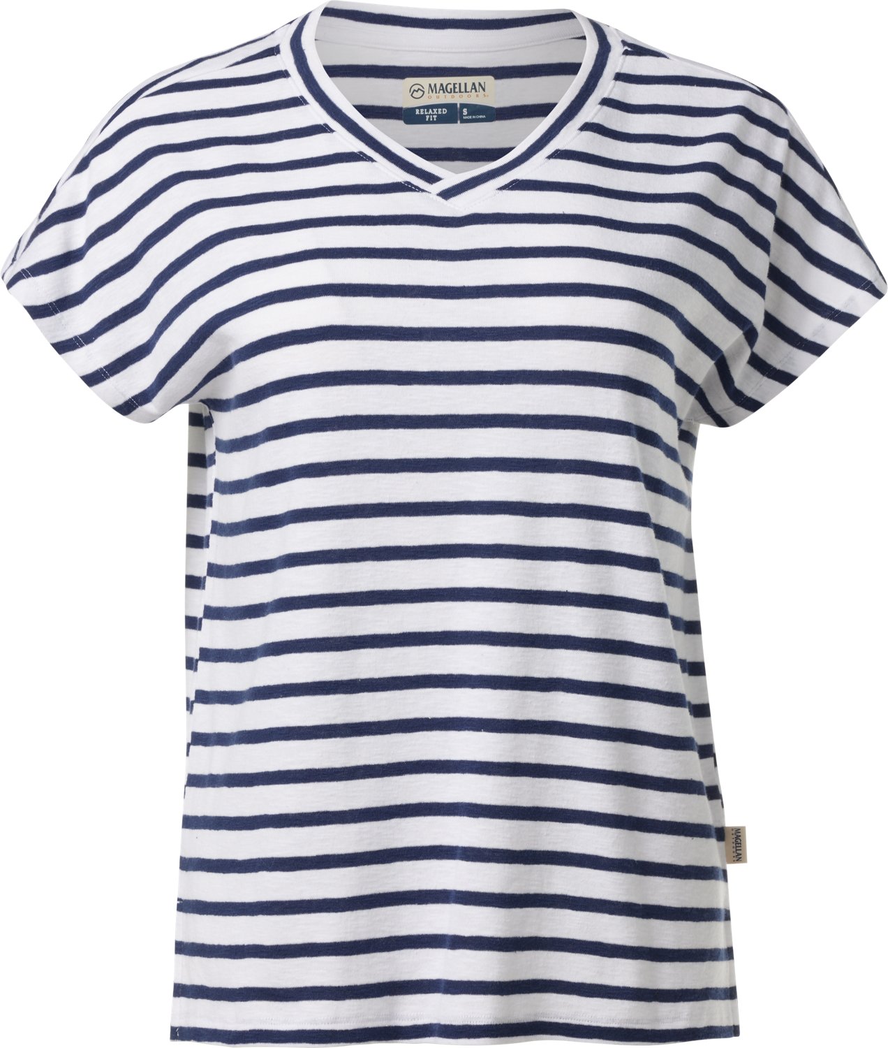Magellan Outdoors Women's Pecos Ridge Striped V-neck T-shirt                                                                     - view number 1
