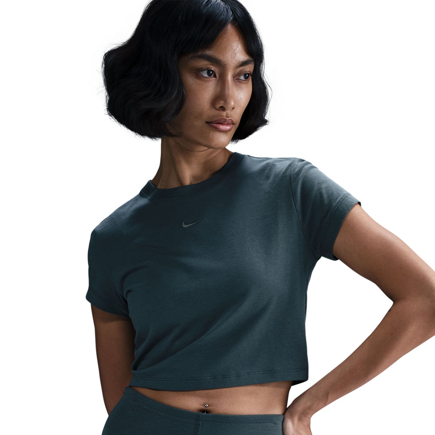 ★ Nike★ Sportswear Chill Knit Crop T-Shirt W Black HF9539 Nike Sportswear Chill Knit Slim Black Long Sleeve Crop T