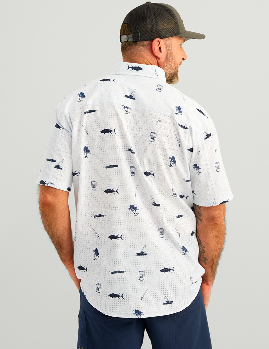 Huk Men's Tide Point KC ScottÂ© Printed Short Sleeve Button-Down Shirt - view number 2
