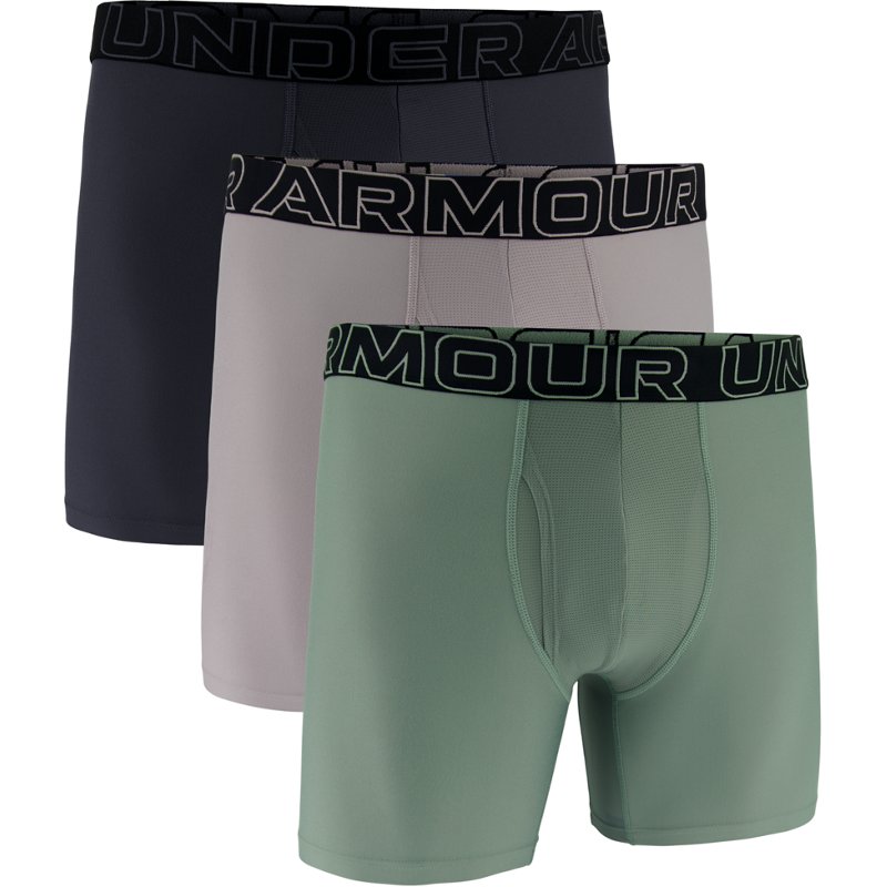 Under Armour Men’s Performance Tech 6 in Boxer Briefs 3-Pack Gray Dawn, 2X-Large - Men's Athletic Performance Bottoms at Academy Sports
