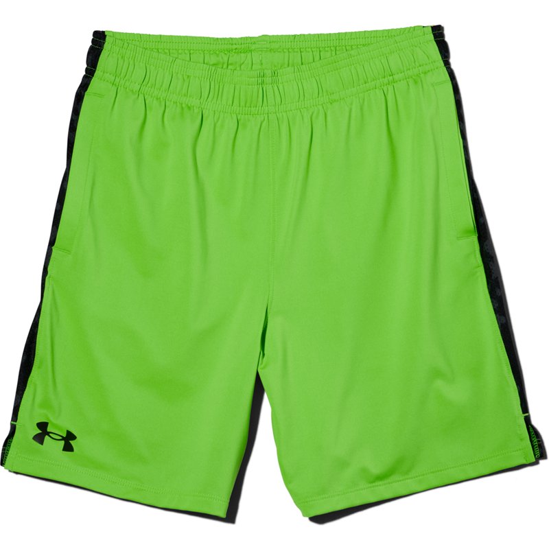 Under Armour Boys' Tech Vent Printed Shorts 6 in Cyber Green/Black/Black, Large - at Academy Sports