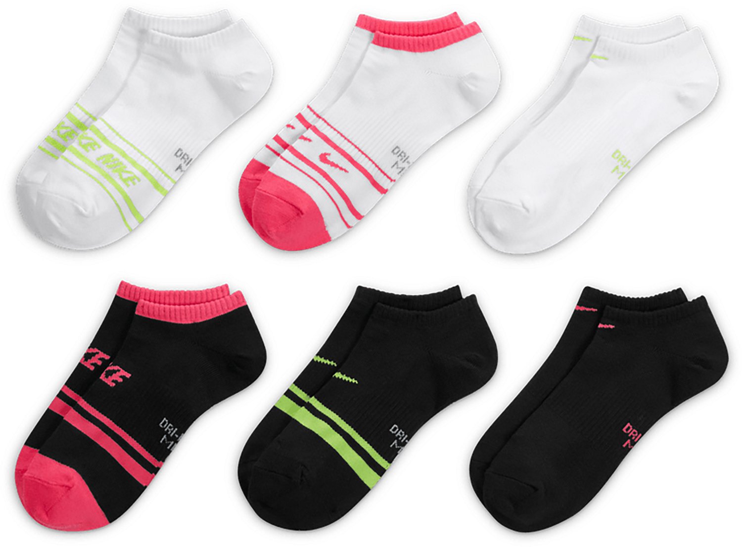 Nike Women's Everyday Lightweight Stripe No-Show Socks 6-Pack