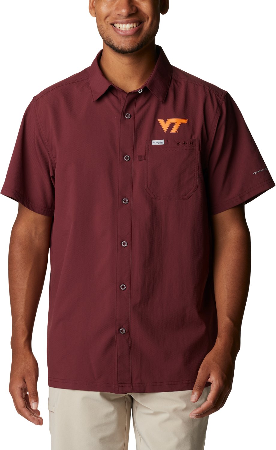 Columbia Sportswear Men's Virginia Tech Fish Flag Slack Tide Camp Button Down Shirt  - view number 7
