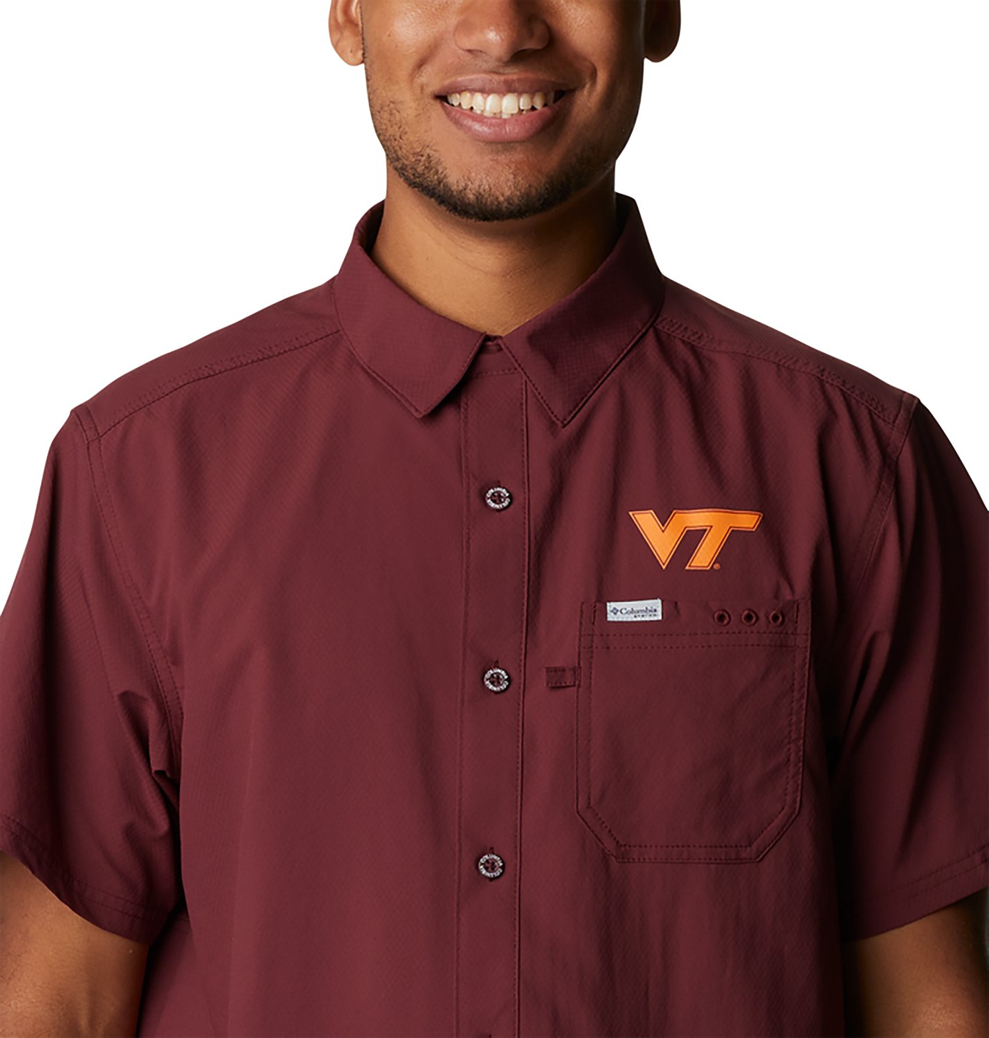 Columbia Sportswear Men's Virginia Tech Fish Flag Slack Tide Camp Button Down Shirt  - view number 3