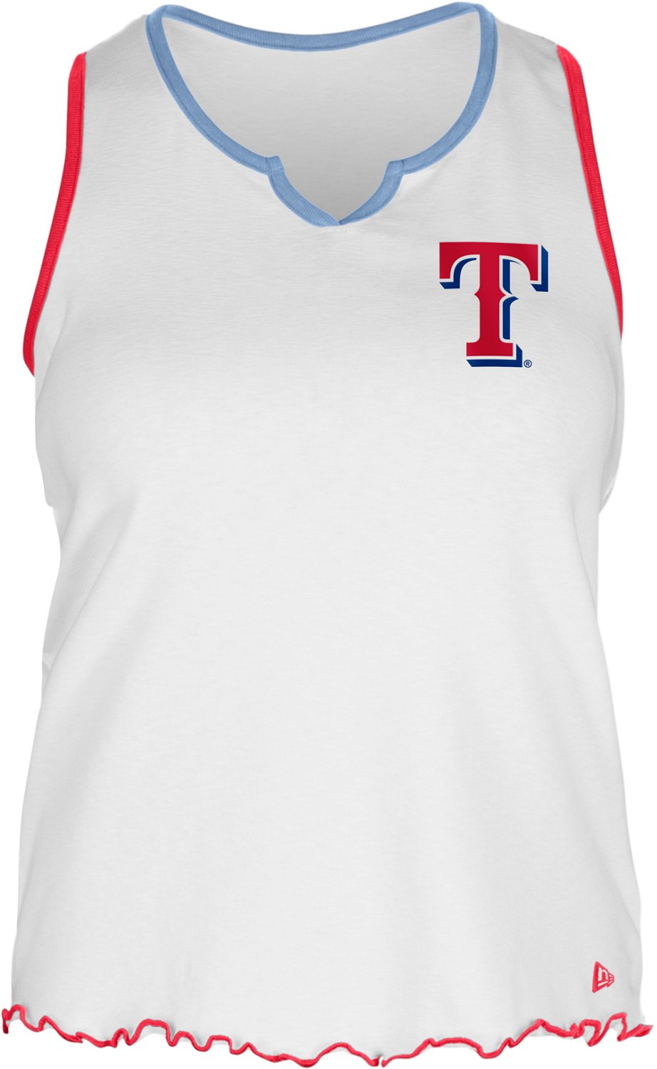 New Era Women's Texas Rangers V-notch Lettuce Hem Tank Top - view number 4