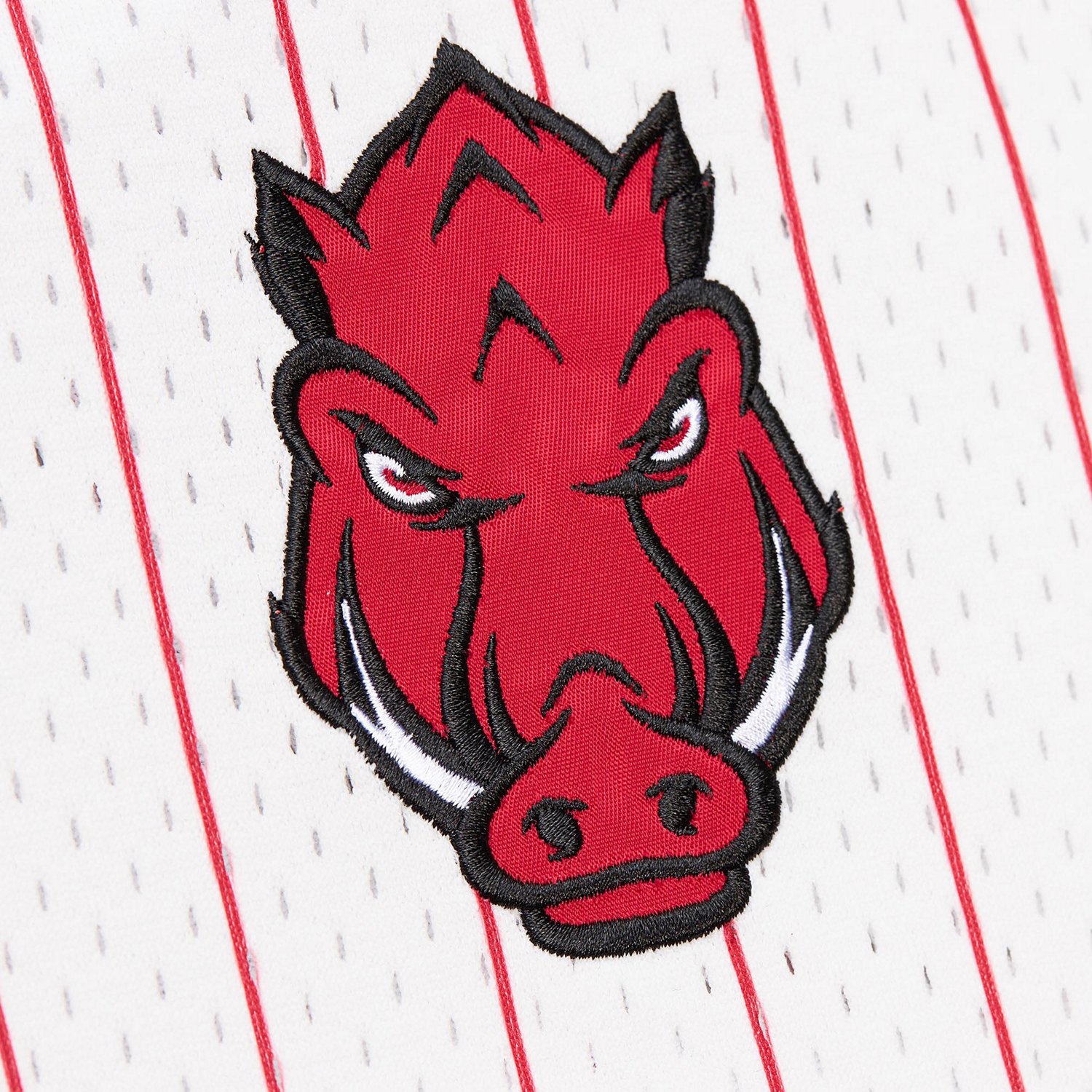 Mitchell & Ness Men's Arkansas Pinstripe Mesh V-neck Jersey                                                                      - view number 8