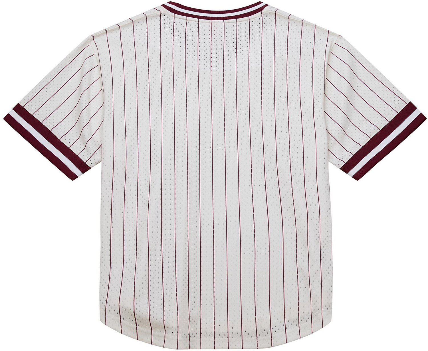 Mitchell & Ness Men's Texas A&M Pinstripe Mesh V-neck Jersey - view number 2
