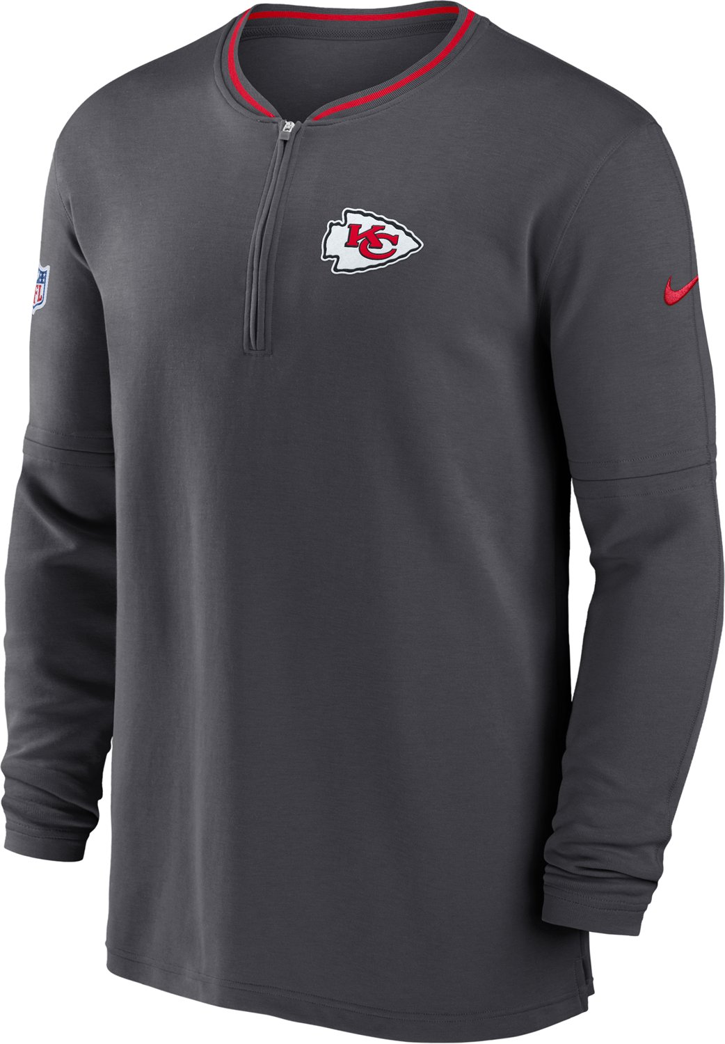 Nike Men's Kansas City Chiefs Sideline Coach 1/4-Zip Long Sleeve Pullover - view number 4