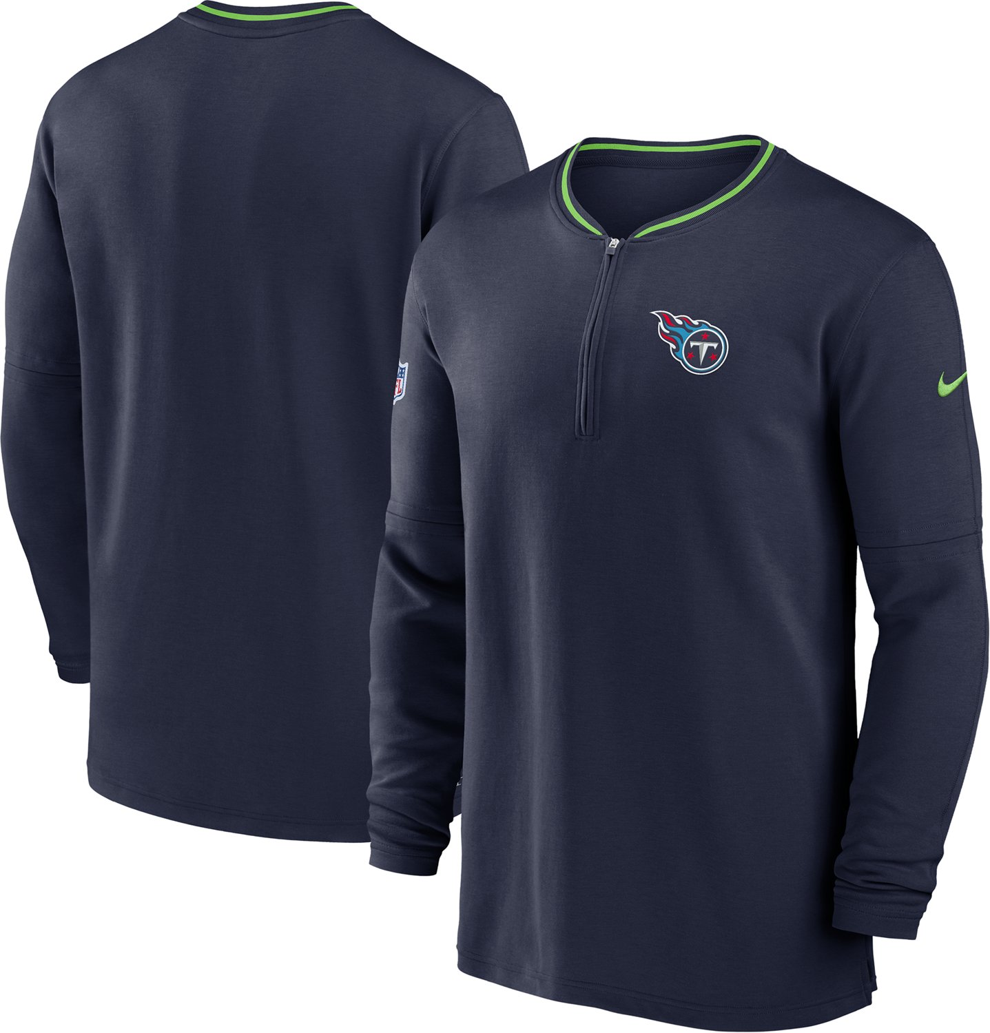 Nike Men's Tennessee Titans Sideline Coach 1/4-Zip Long Sleeve Pullover - view number 3