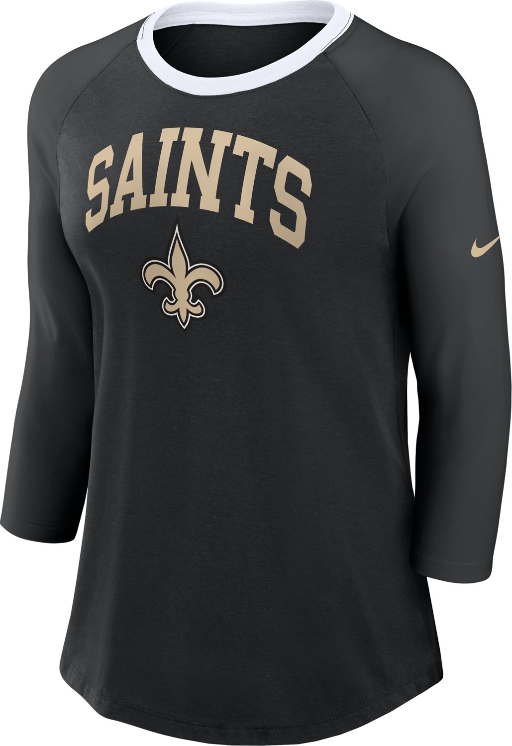 Nike Women's New Orleans Saints Arched 3/4 Sleeve Raglan Top                                                                     - view number 4