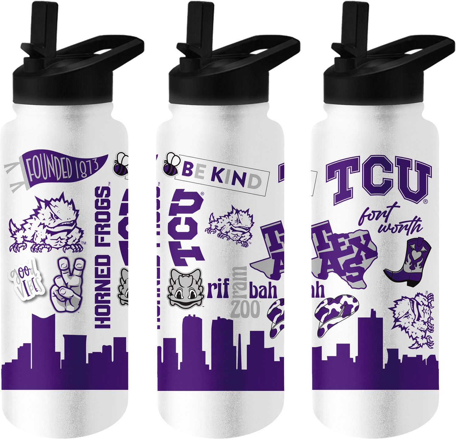 Logo Brands Texas Christian University 34 oz Native Quencher Bottle - view number 3
