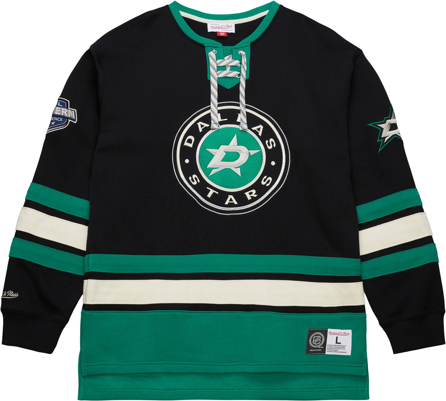 Mitchell & Ness Men's Dallas Stars Heritage Lace Up Long Sleeve Crew Sweatshirt - view number 8