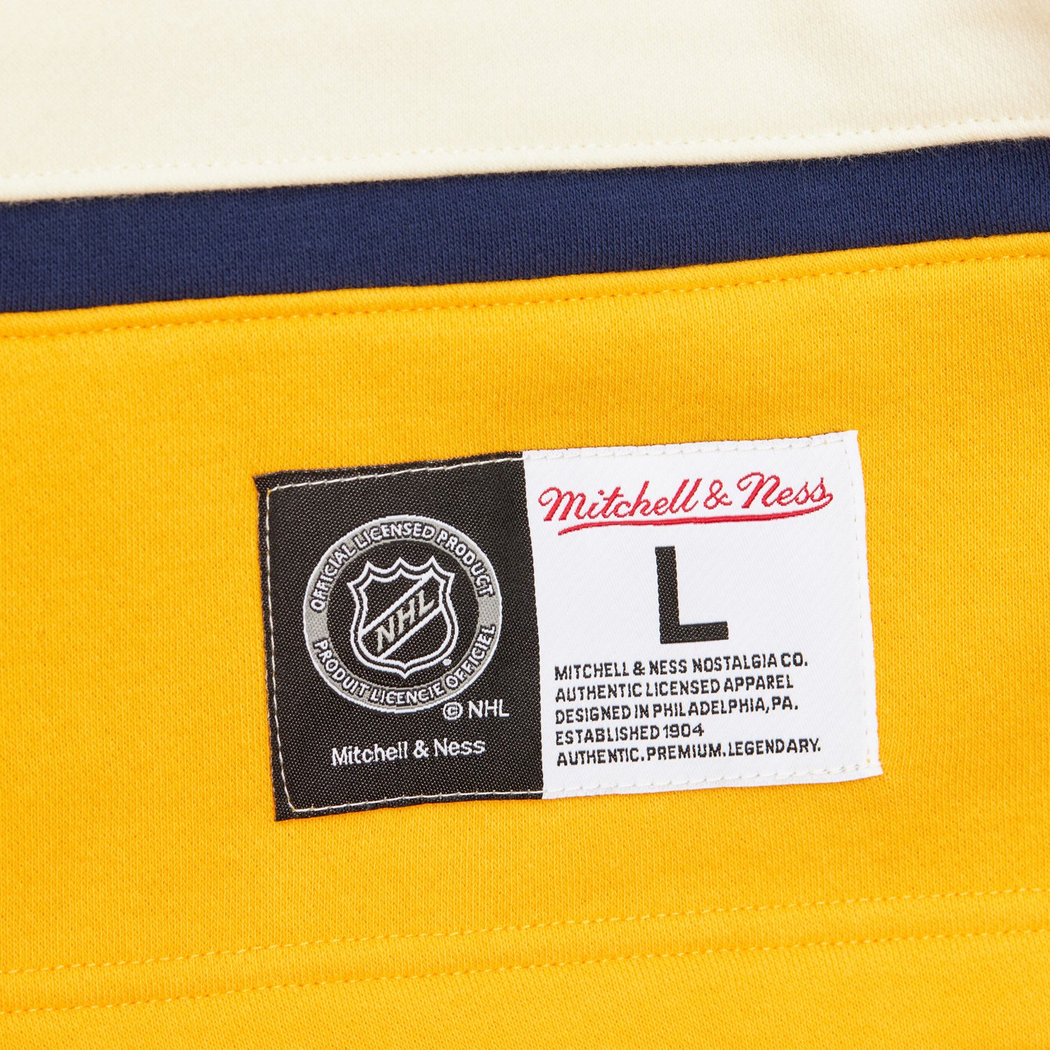 Mitchell & Ness Men's Nashville Predators Heritage Lace Up Long Sleeve Crew Sweatshirt - view number 4