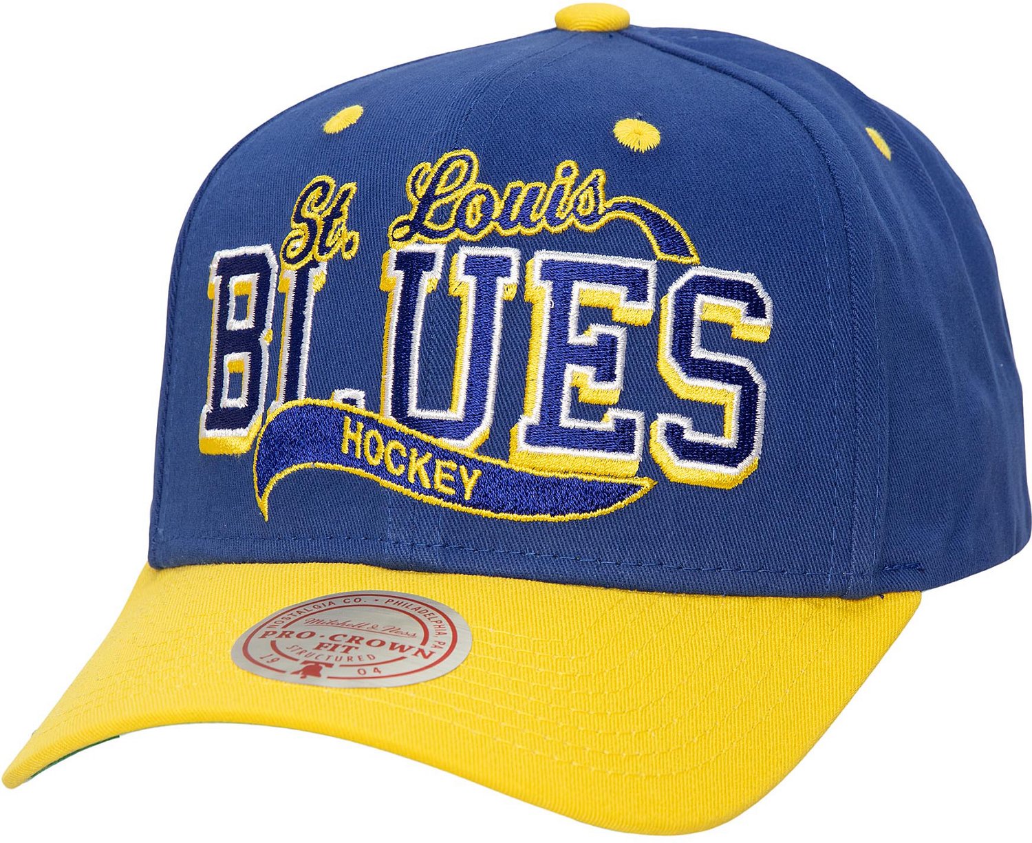 Mitchell & Ness Adults' St. Louis Blues Block Sweep Pro Curve Snapback Cap                                                       - view number 5