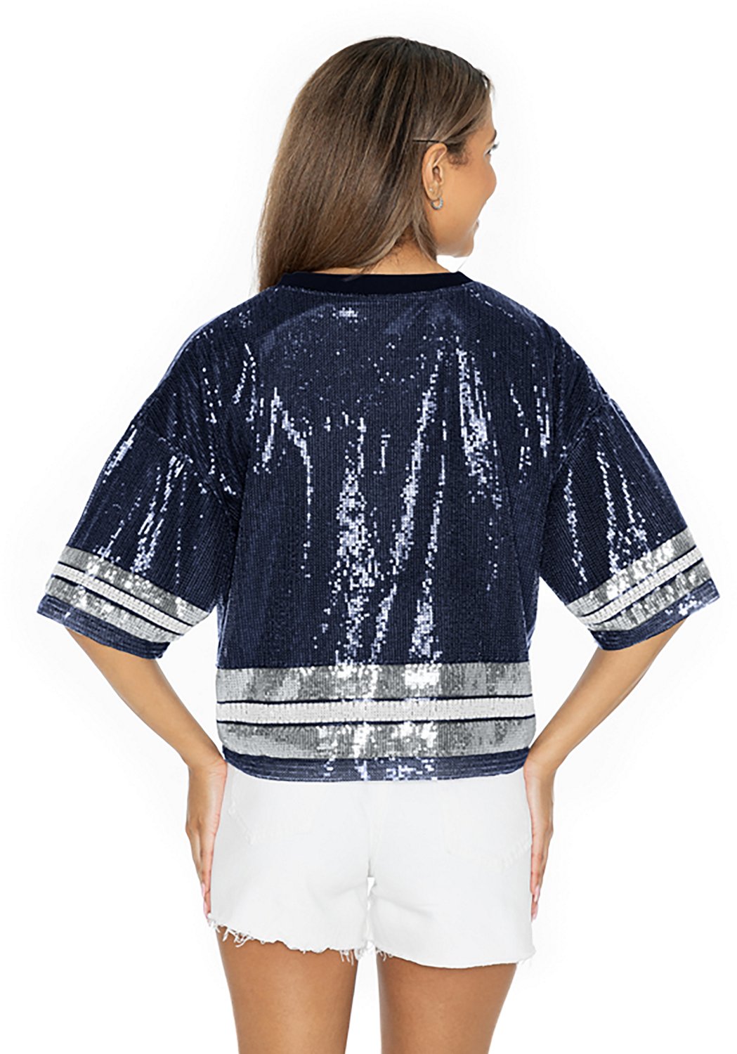 Gameday Couture Women's Dallas Cowboys Sequin Crop Jersey - view number 3