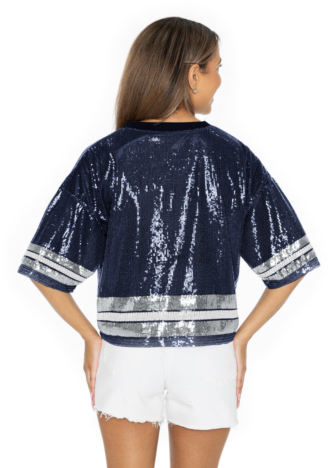 Gameday Couture Women's Dallas Cowboys Sequin Crop Jersey - view number 6