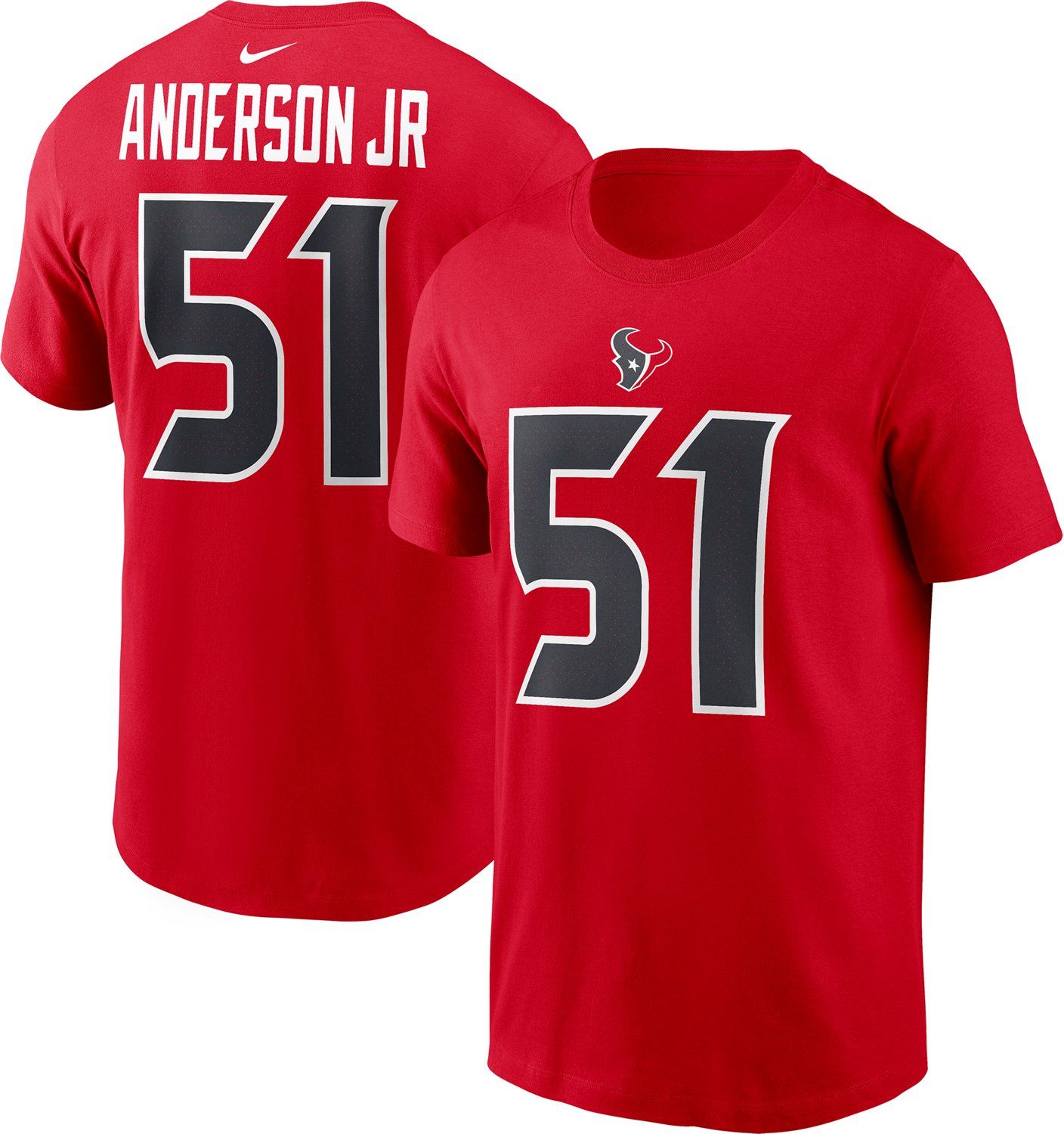 Nike Men's Texans Anderson JR 51 Wordmark Name & Number T-shirt - view number 6